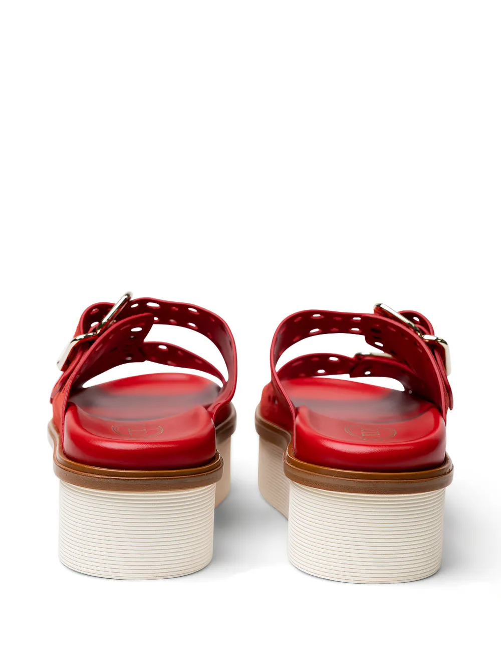 Tod's perforated buckle platform sandals Rood