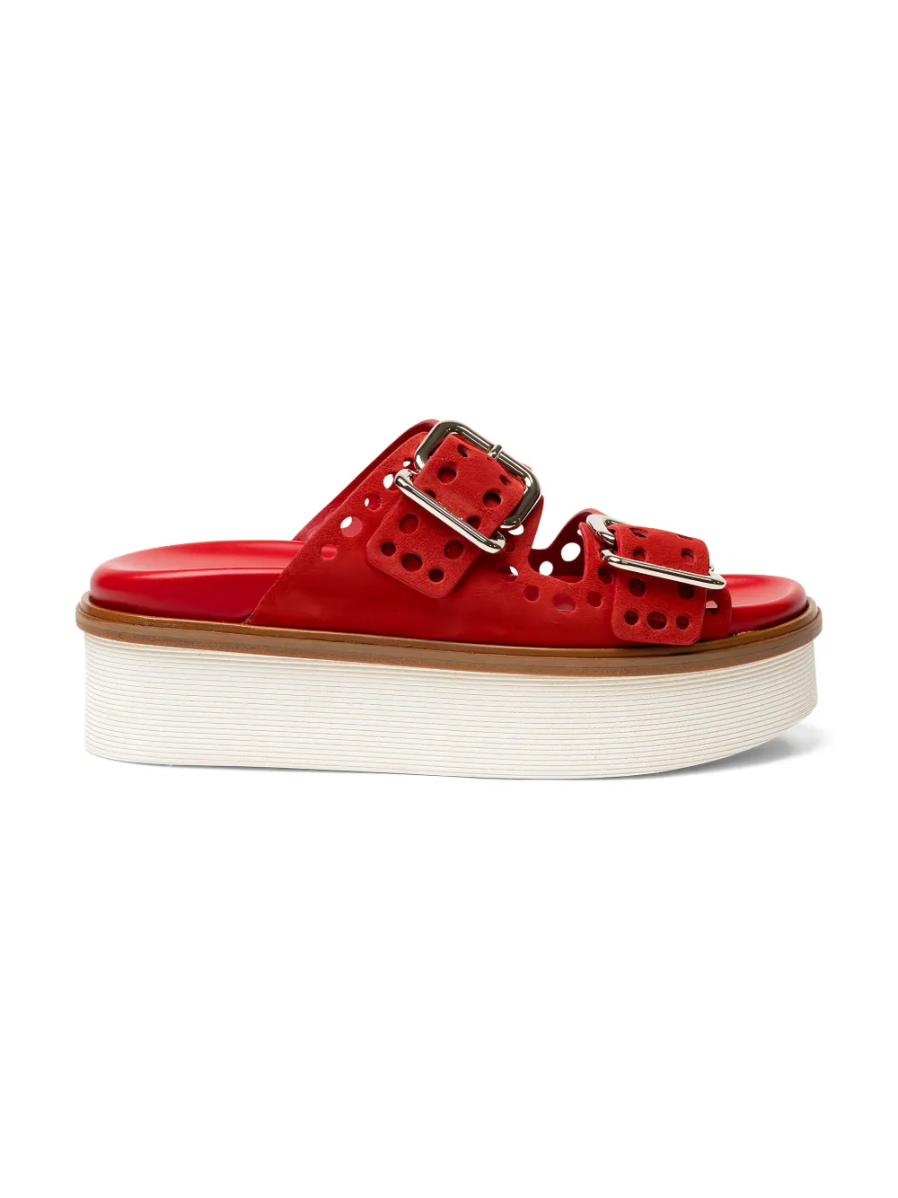 Tod's perforated buckle platform sandals Rood