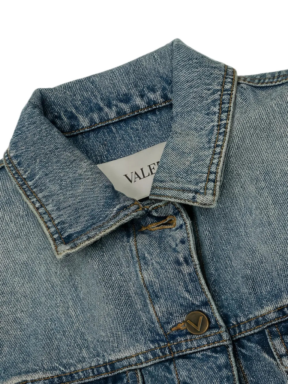 Valentino Garavani Denim jack met geborduurde bloemen Blauw