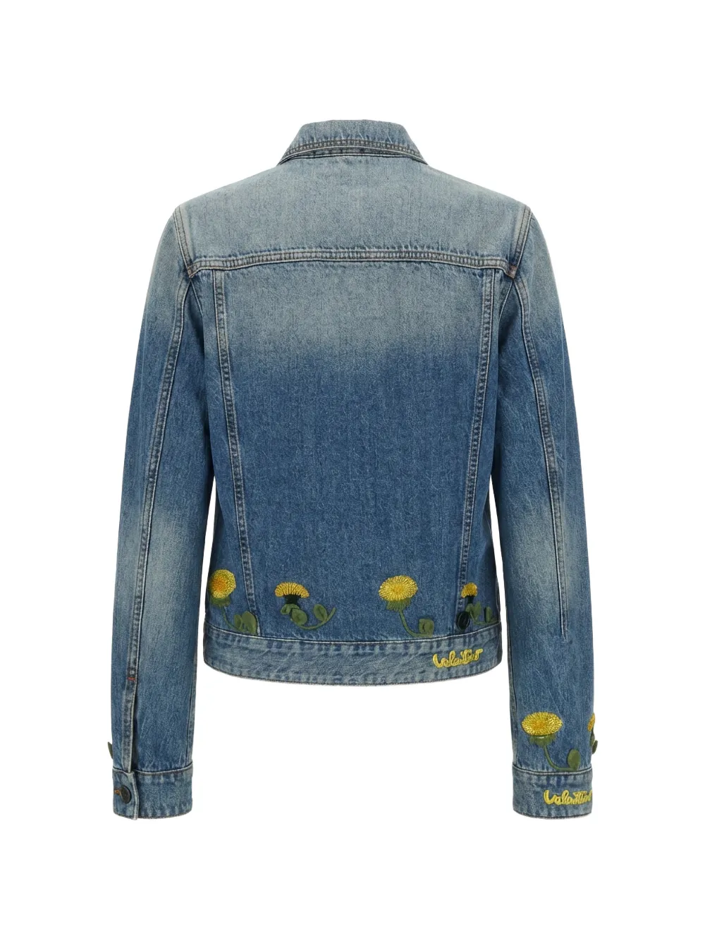 Valentino Garavani Denim jack met geborduurde bloemen Blauw