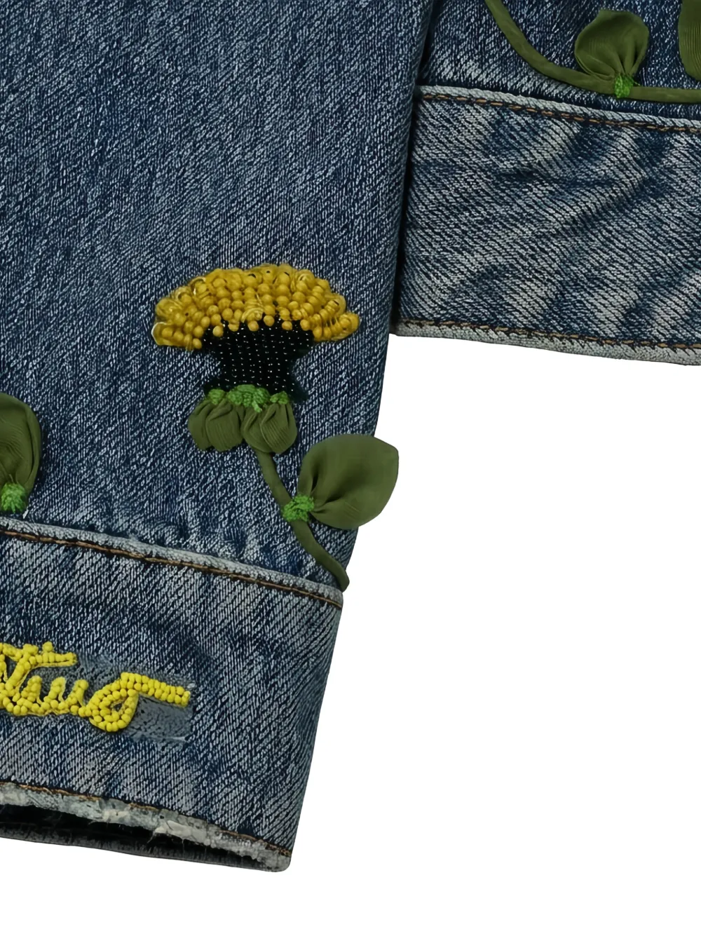 Valentino Garavani Denim jack met geborduurde bloemen Blauw