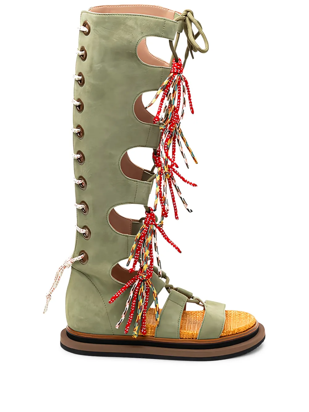 Hogan lace-up tassel sandals Green