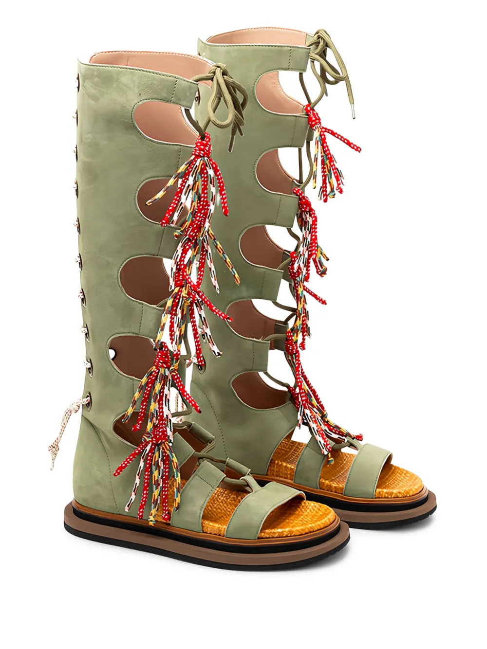 Hogan lace-up tassel sandals Groen