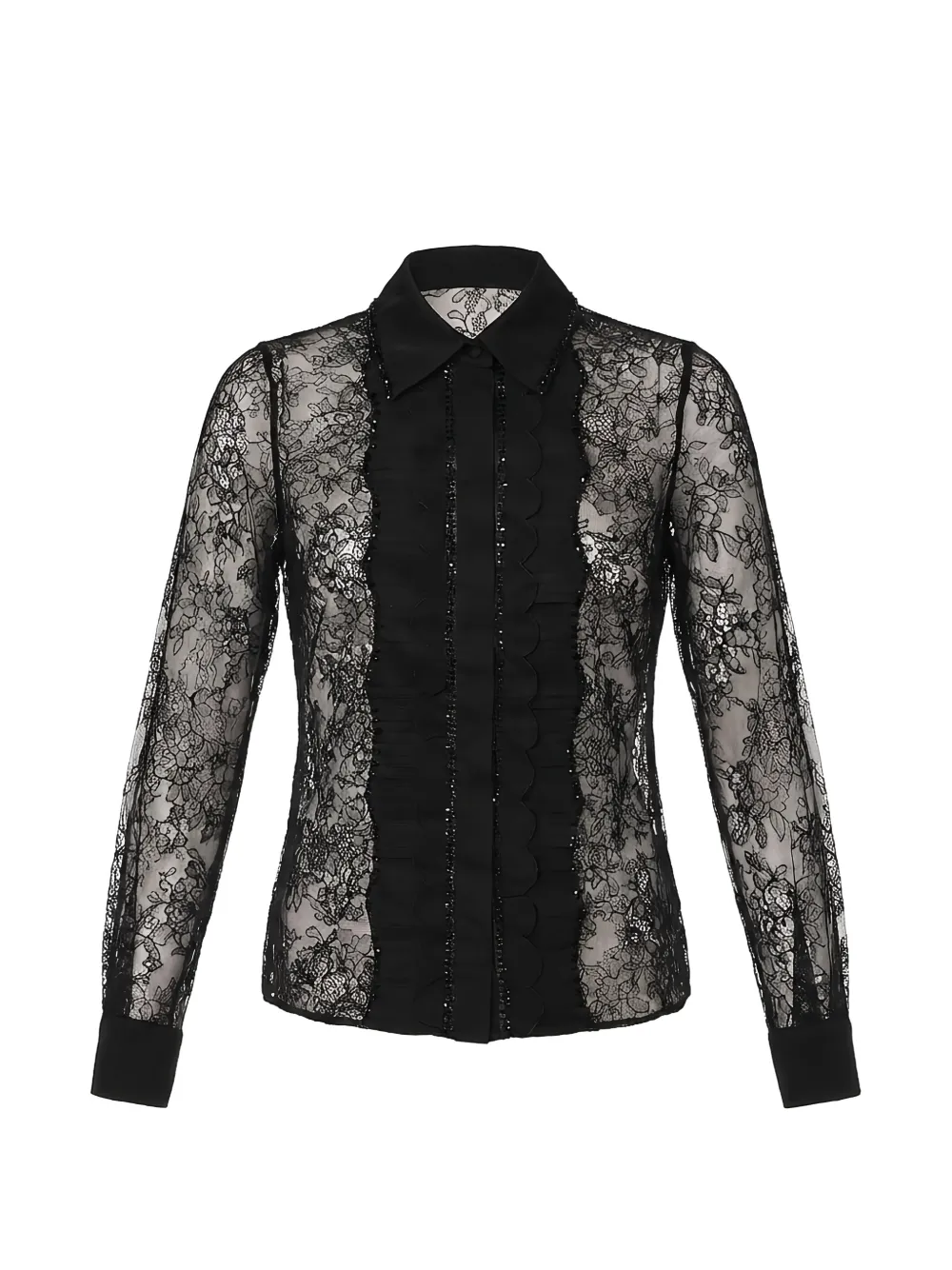 Valentino Garavani sequin-embellished lace shirt - Schwarz