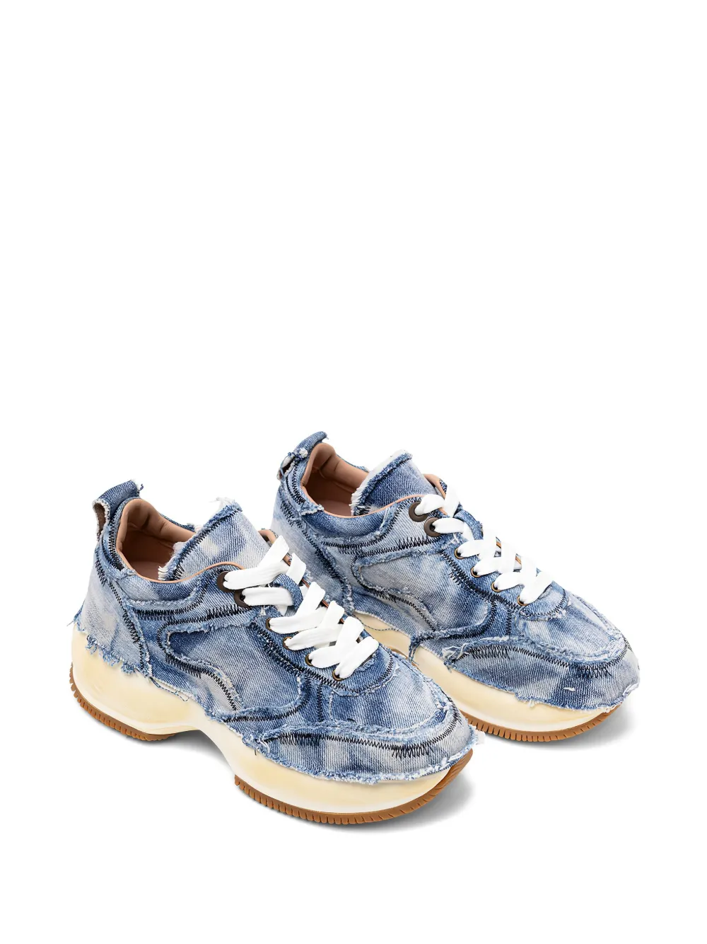 Hogan frayed denim platform sneakers Blue