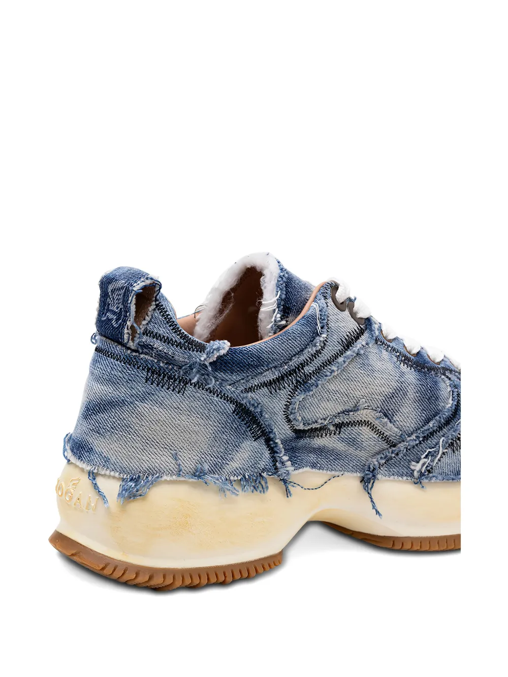 Hogan frayed denim platform sneakers Blue