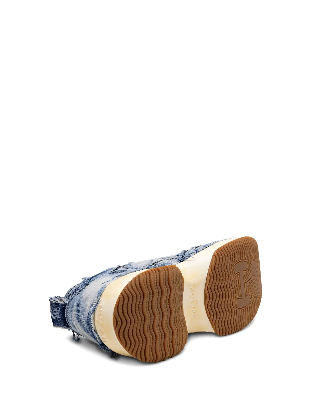 Hogan frayed denim platform sneakers Blue
