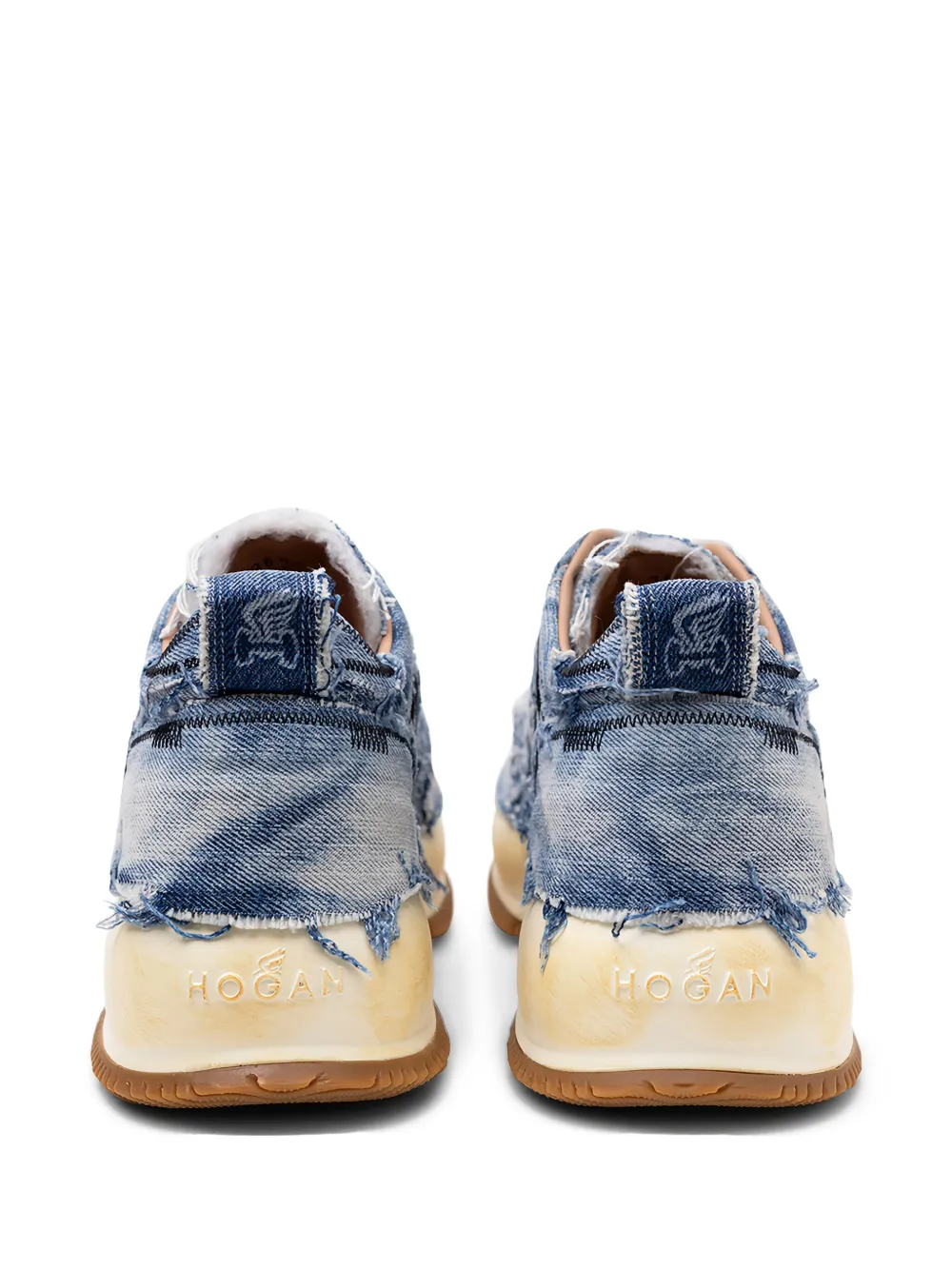 Hogan frayed denim platform sneakers Blue