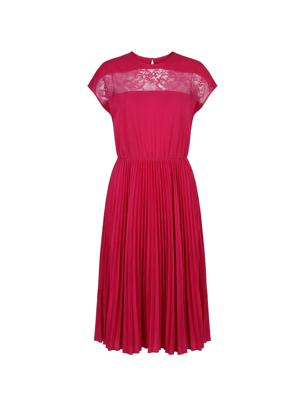 Valentino Garavani lace-panel pleated midi dress - Rosa