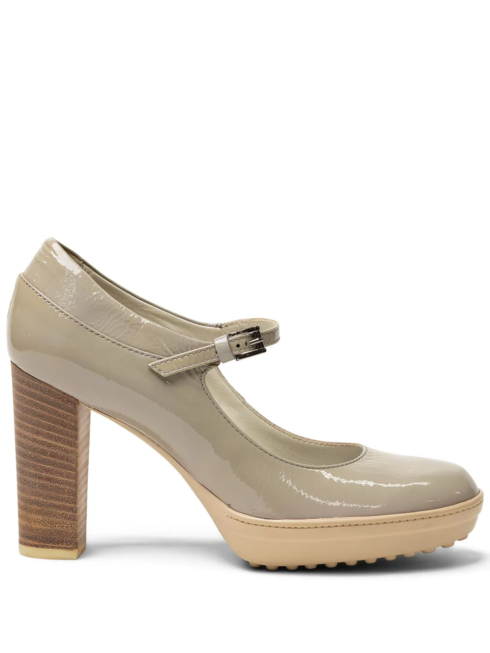 Tod's block-heel buckle-strap heeled pumps Neutrals