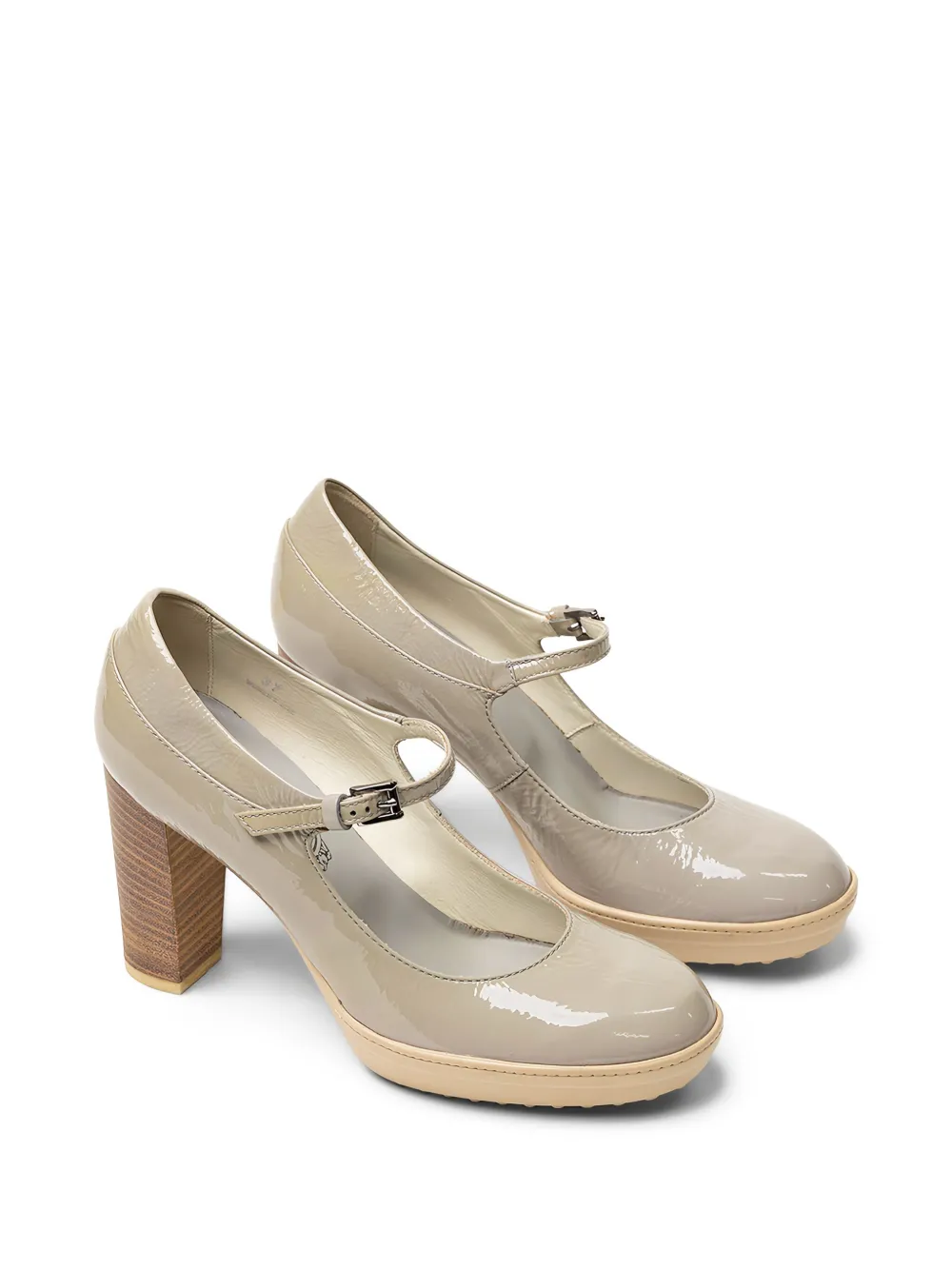 Tod's block-heel buckle-strap heeled pumps Neutrals