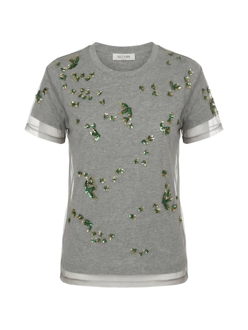 Valentino Garavani sequin-embellished layered T-shirt - Grigio