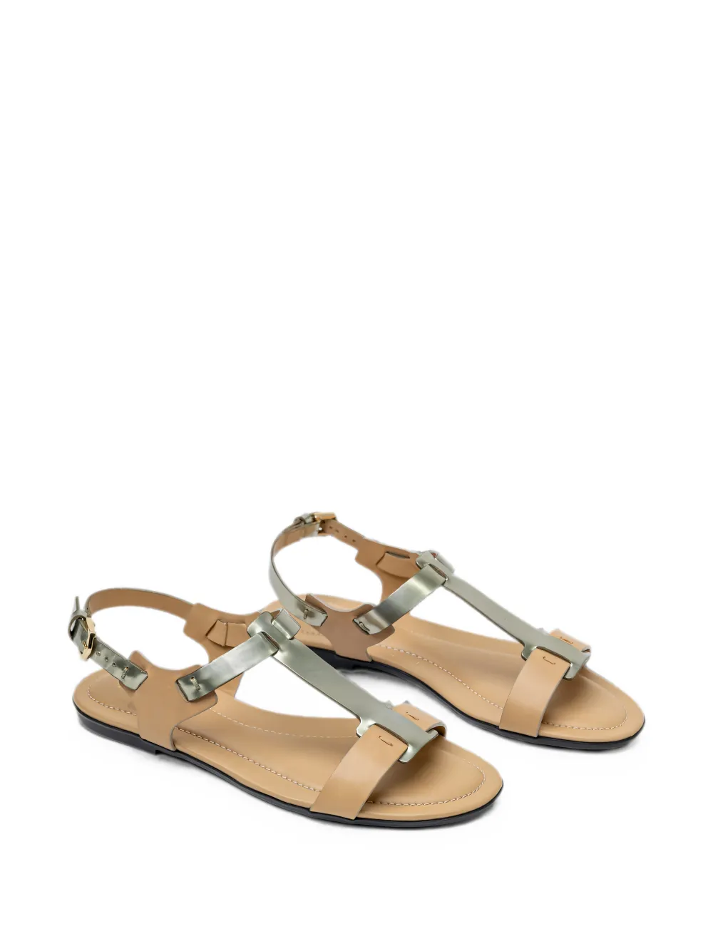 Tod's T-Bar buckled flat sandals Beige