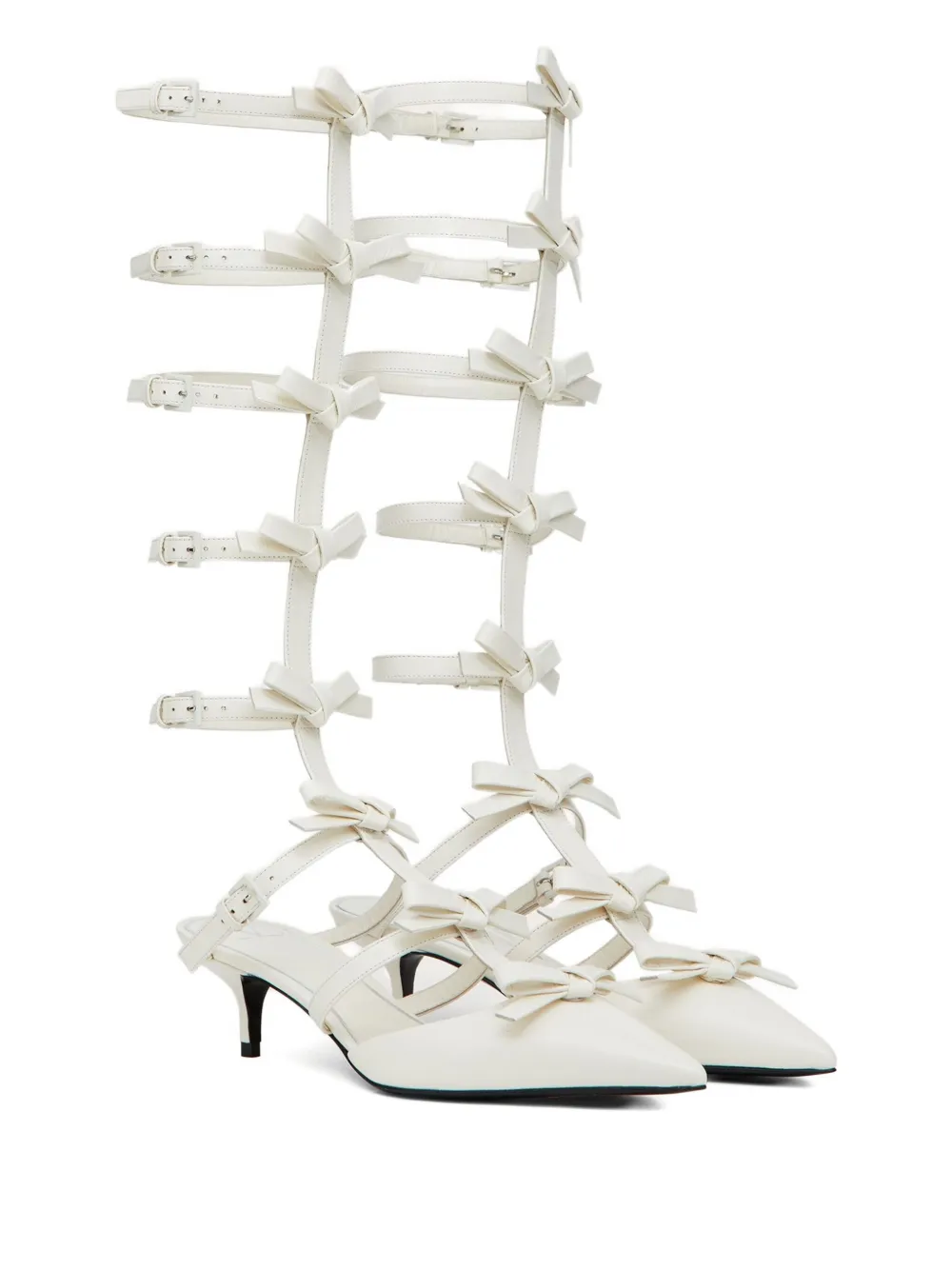 Valentino Garavani 55mm bow-embellished kitten-heel pumps White
