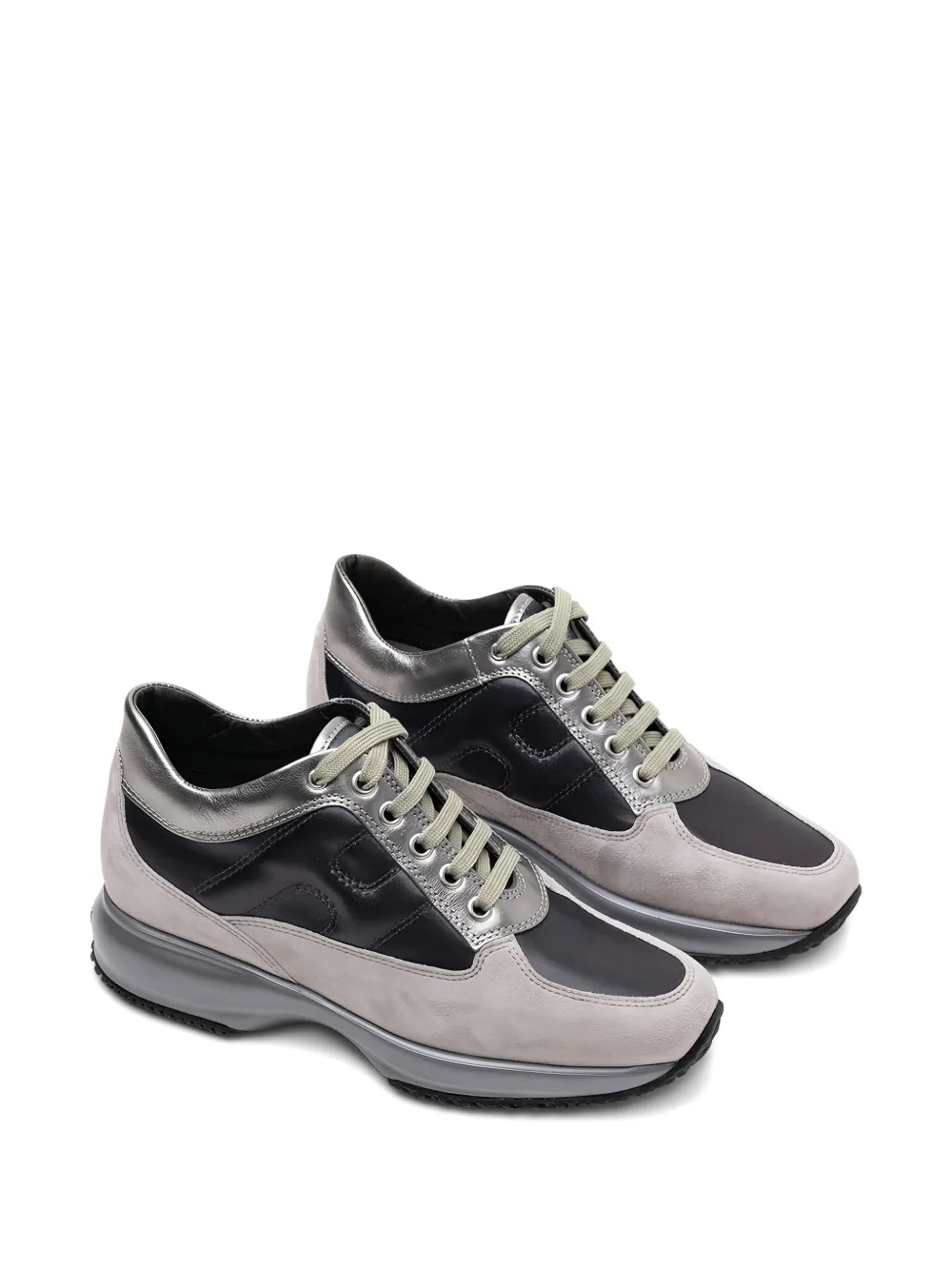 Hogan Interactive Allacciato metallic-panel suede sneakers Grijs