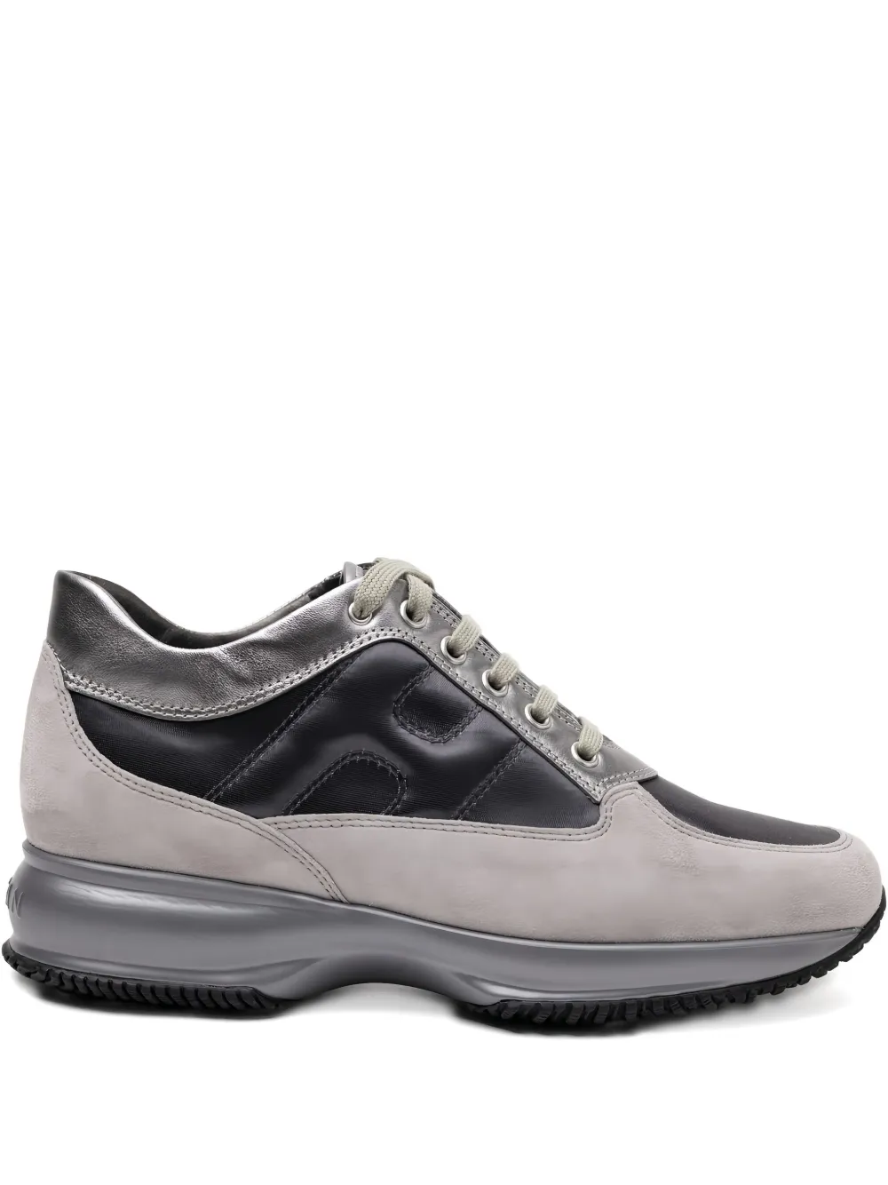 Hogan Interactive Allacciato metallic-panel suede sneakers Grijs