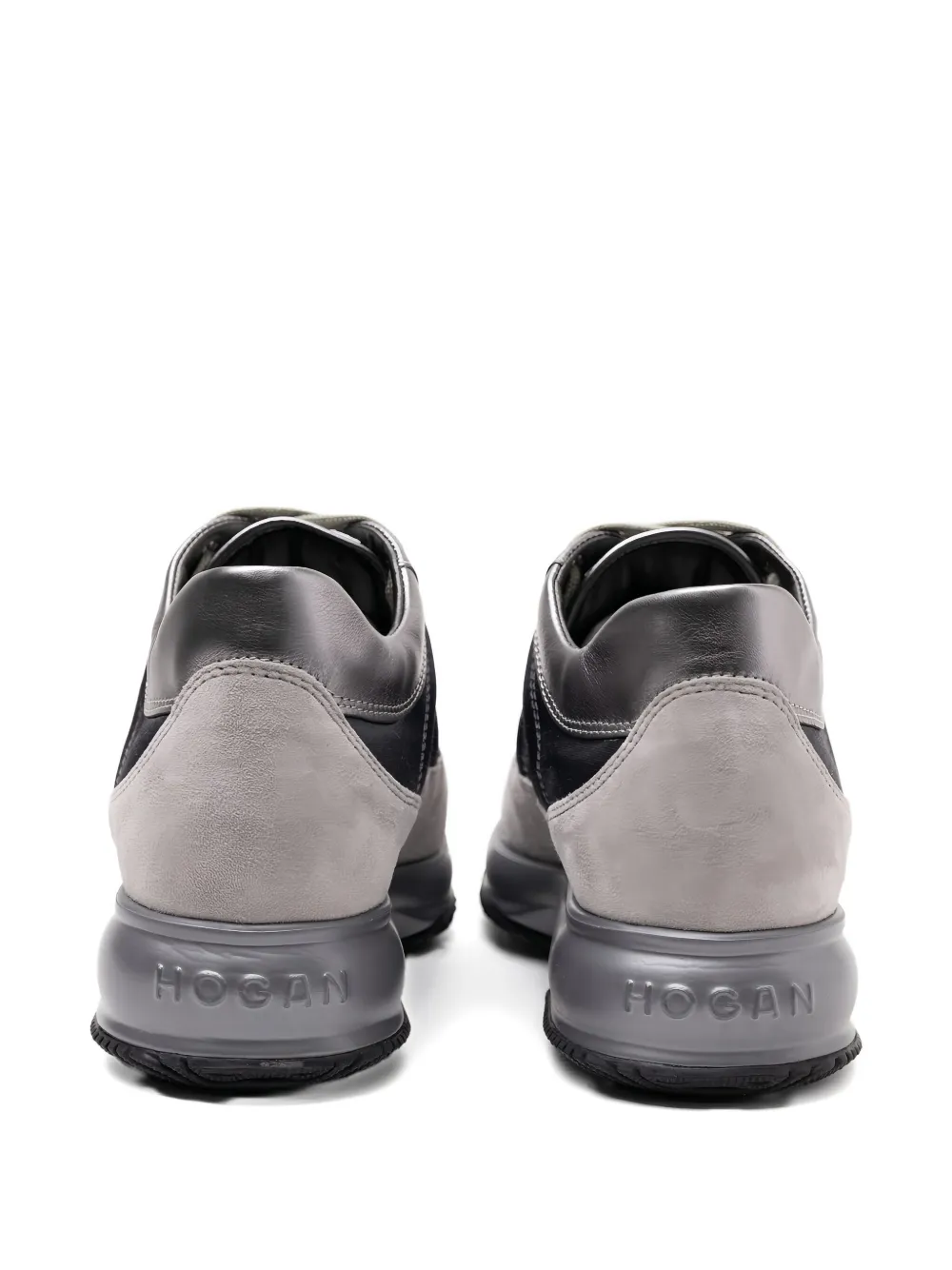 Hogan Interactive Allacciato metallic-panel suede sneakers Grijs