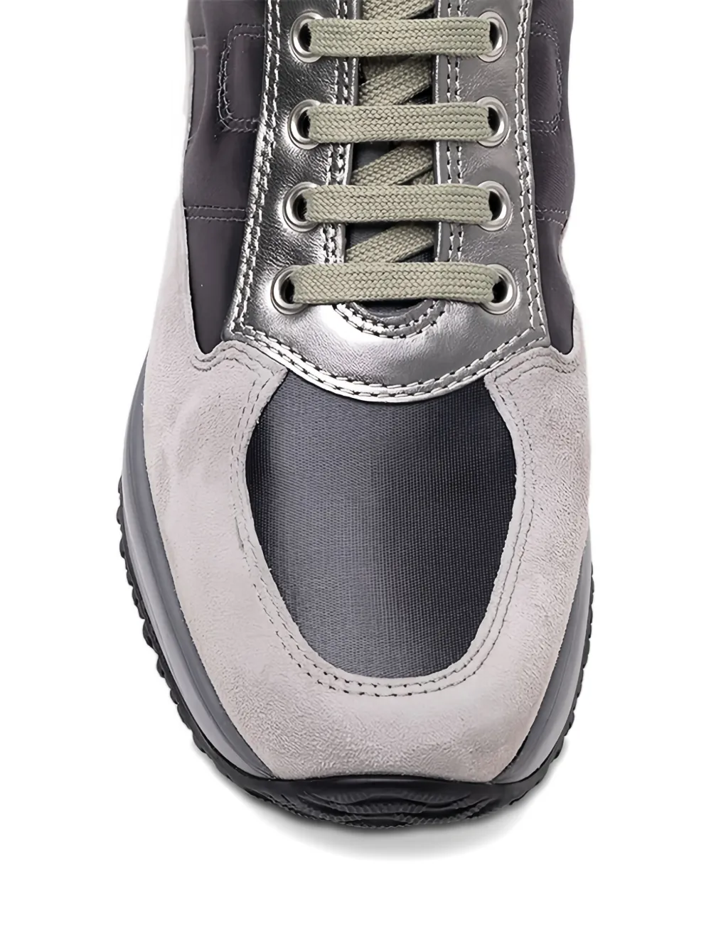 Hogan Interactive Allacciato metallic-panel suede sneakers Grijs