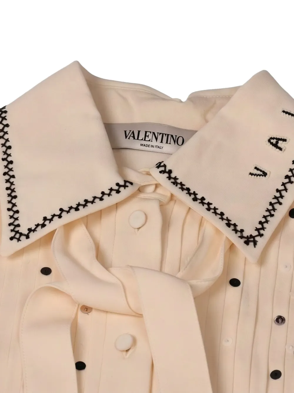 Valentino Garavani embellished pussy-bow shirt Beige