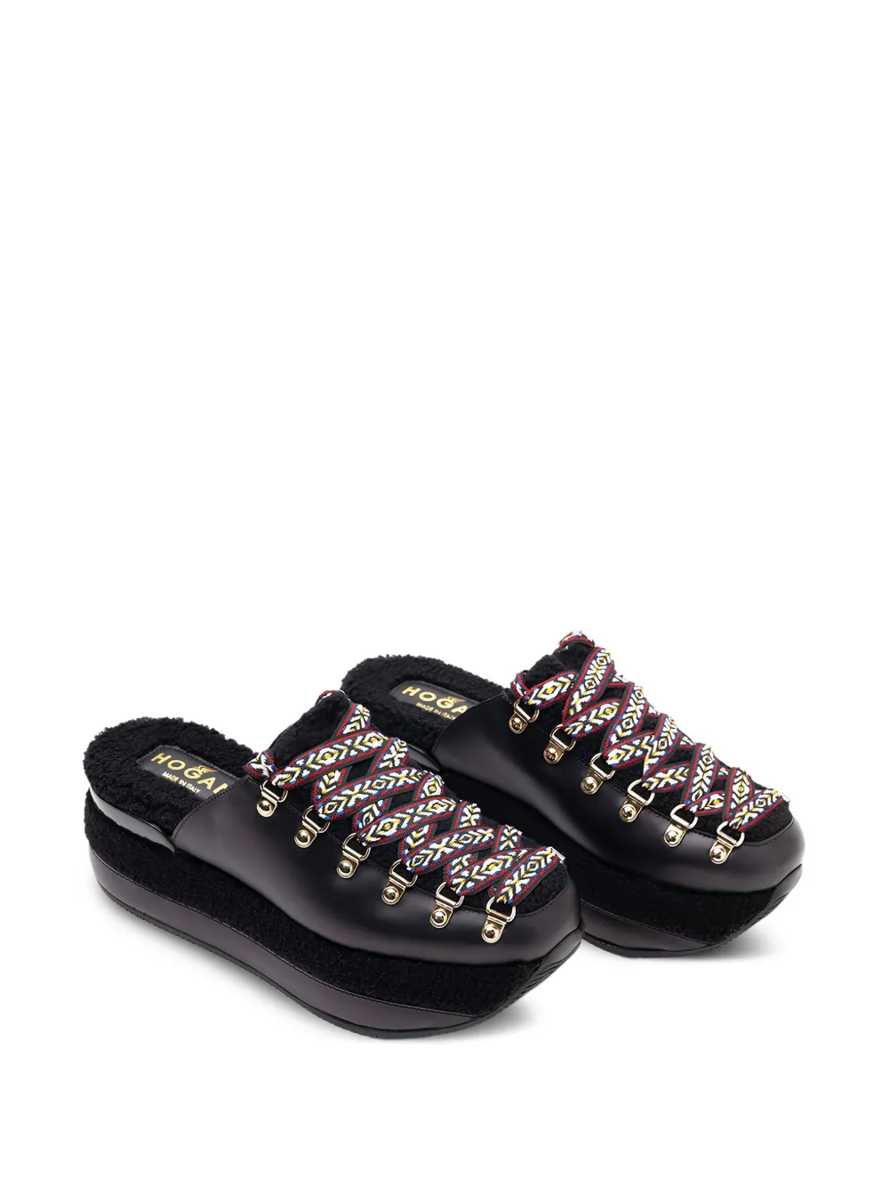 Hogan H466 muiltjes met plateauzool Zwart