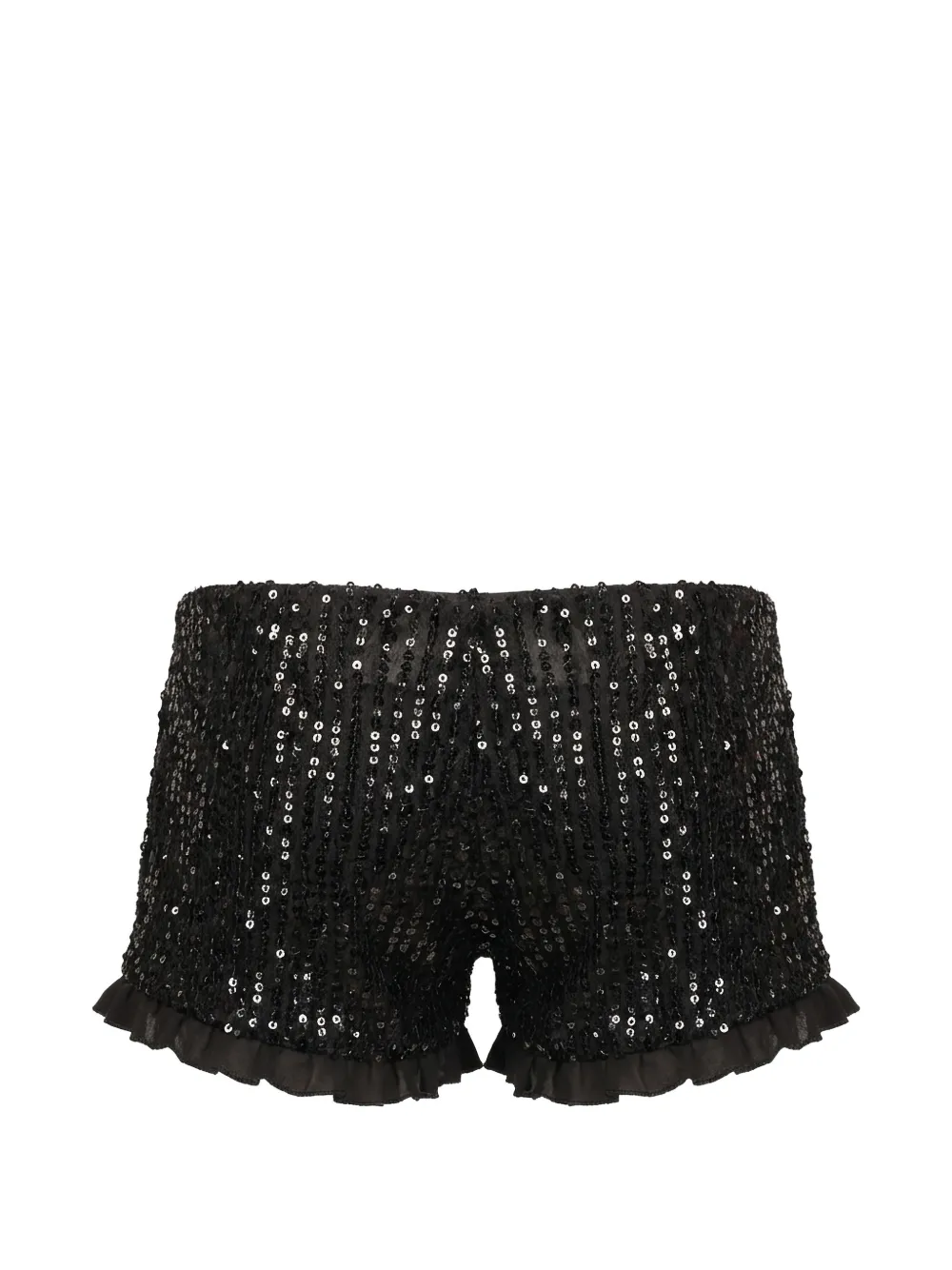 Valentino Garavani Shorts met pailletten en ruches Zwart