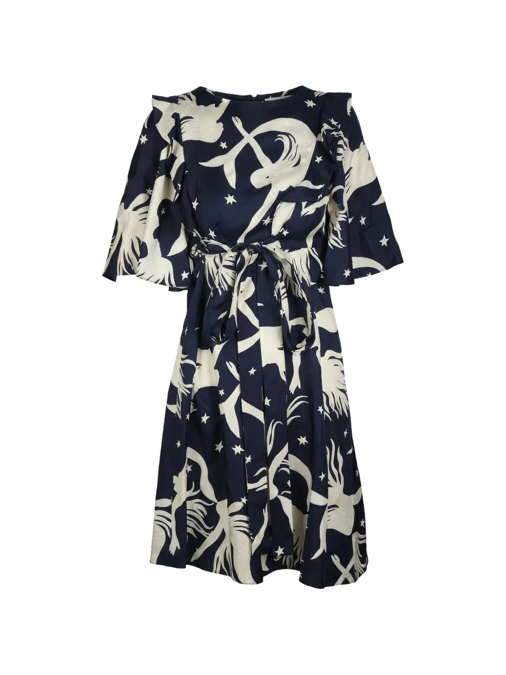 Valentino Garavani ruffled mermaid-print midi dress - Blu