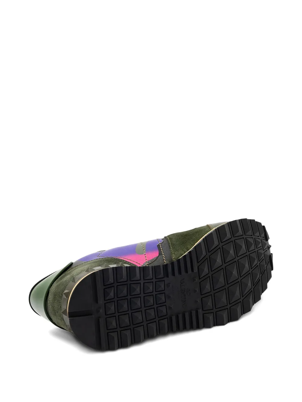 Valentino Studded Panelled Sneakers In Green