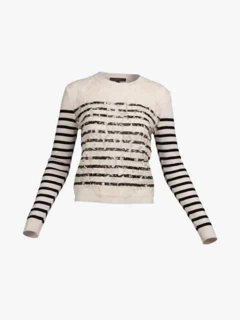 Valentino Garavani lace-overlay striped sweater