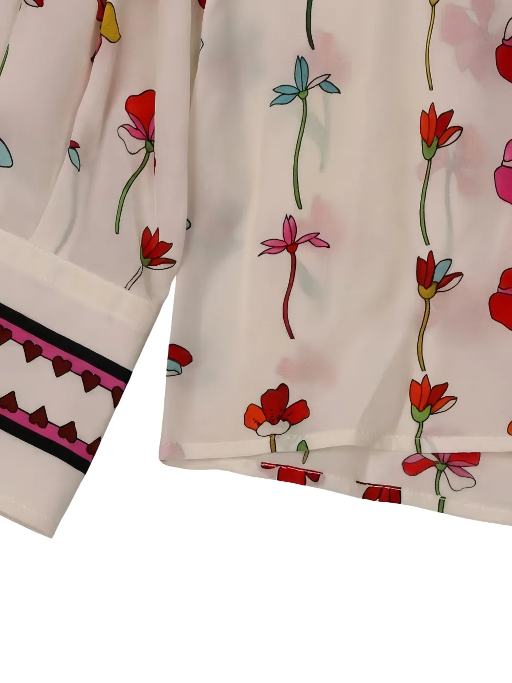 Valentino Garavani floral-print pussy-bow shirt Beige