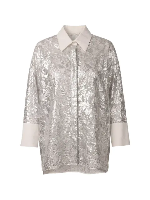 Valentino Garavani floral-lace metallic shirt