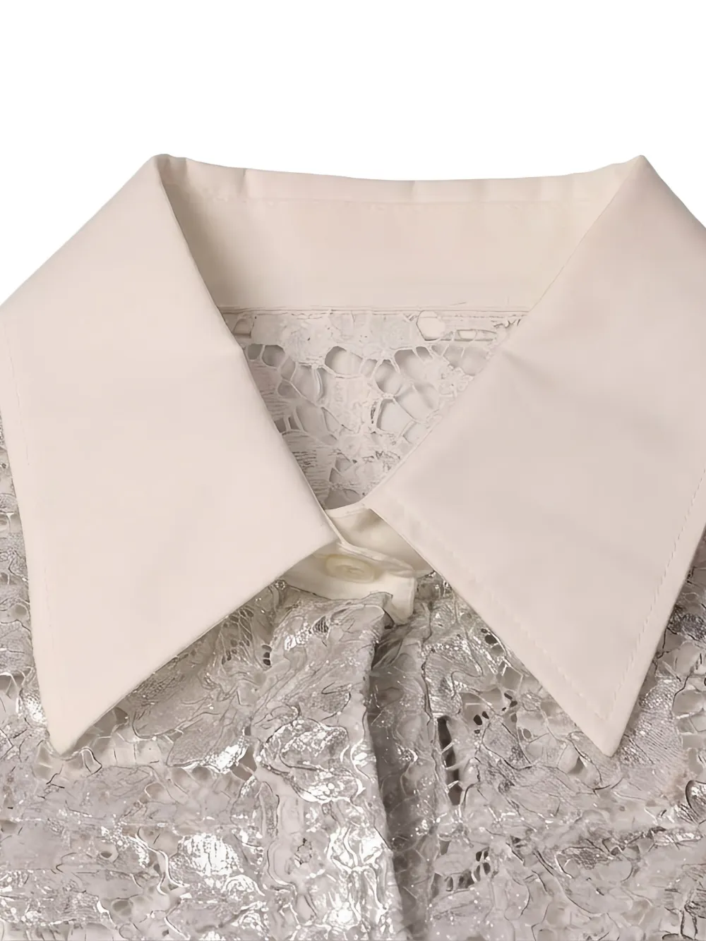 Valentino Garavani Metallic overhemd met bloemenkant Zilver