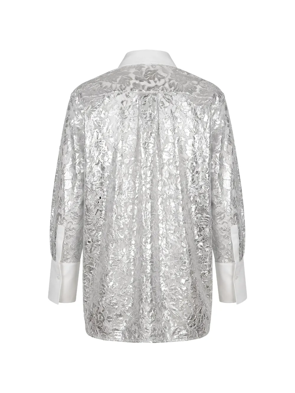Valentino Garavani Metallic overhemd met bloemenkant Zilver