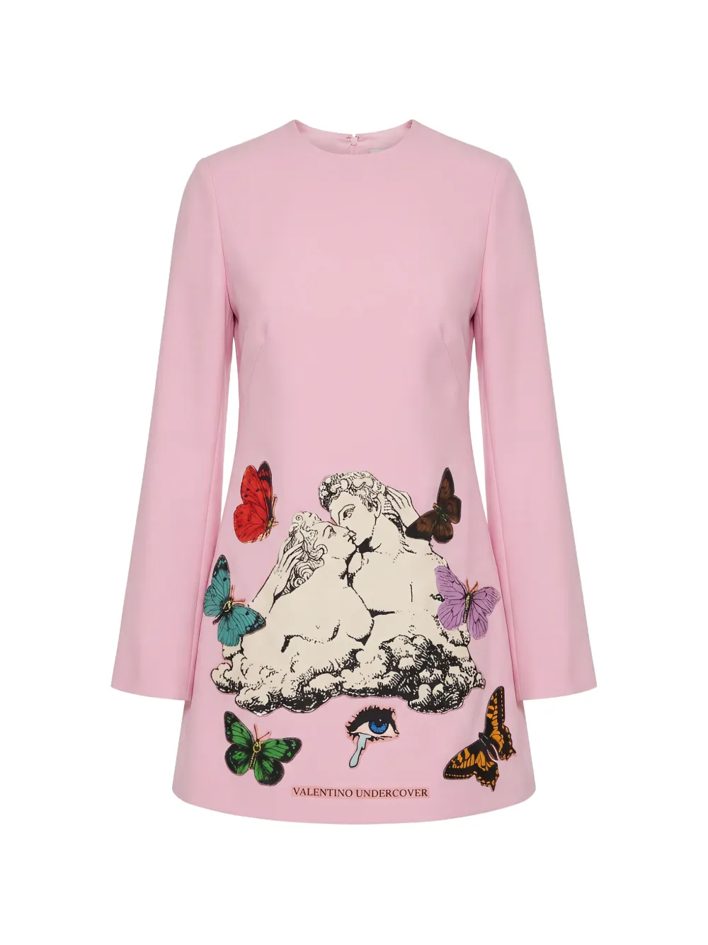 Valentino Garavani patch-detail flared-sleeve mini dress - Rosa