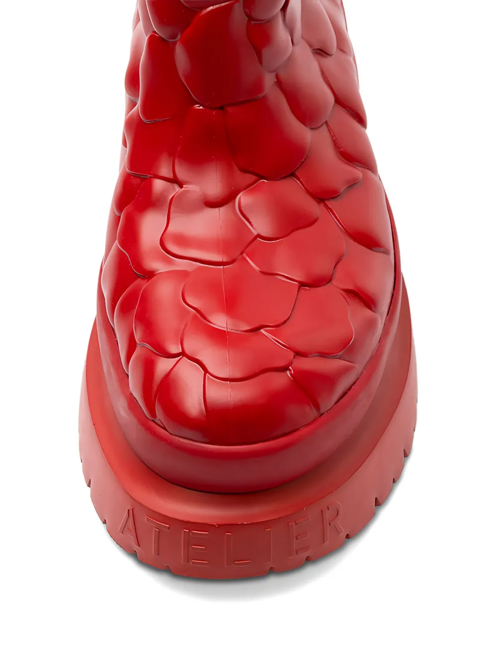 Valentino Garavani flower-appliqué platform-sole boots Rood