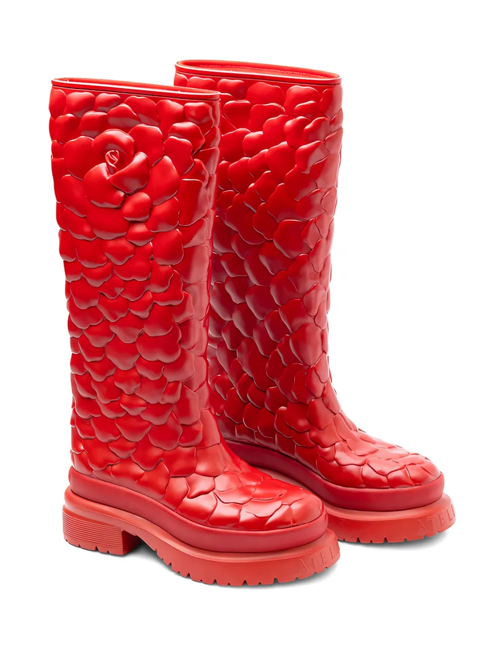 Valentino Garavani flower-appliqué platform-sole boots Rood