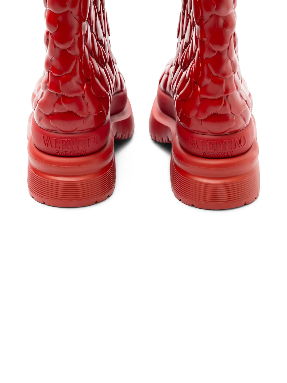 Valentino Garavani flower-appliqué platform-sole boots Rood