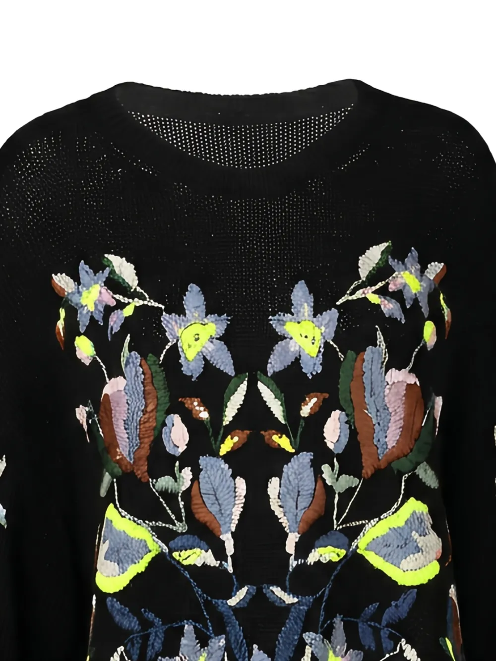 Valentino Garavani floral-embroidered sweater Zwart