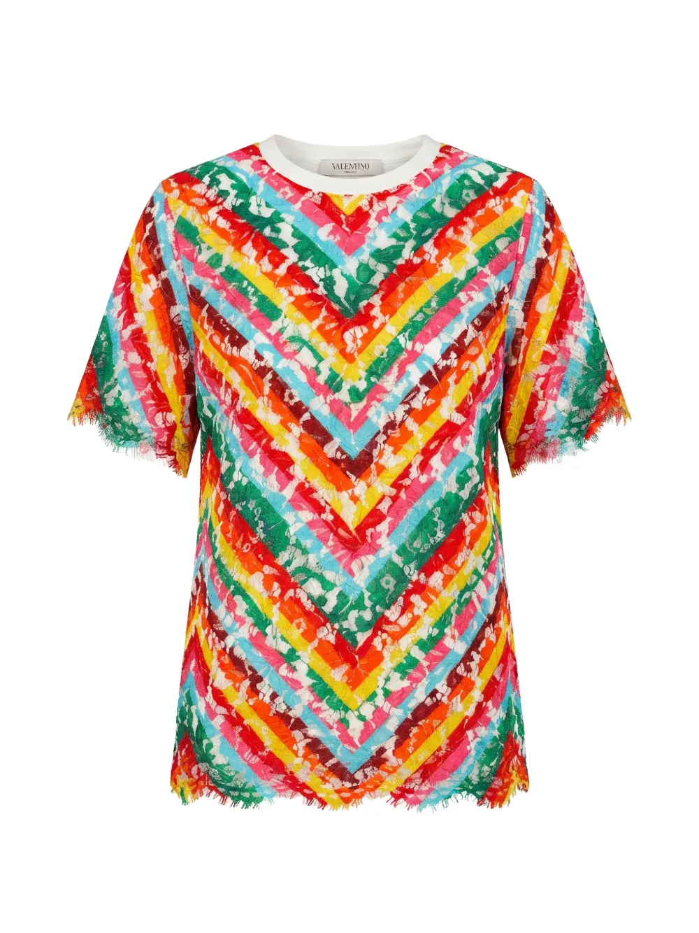 Valentino Garavani chevron lace-panel T-shirt · 46