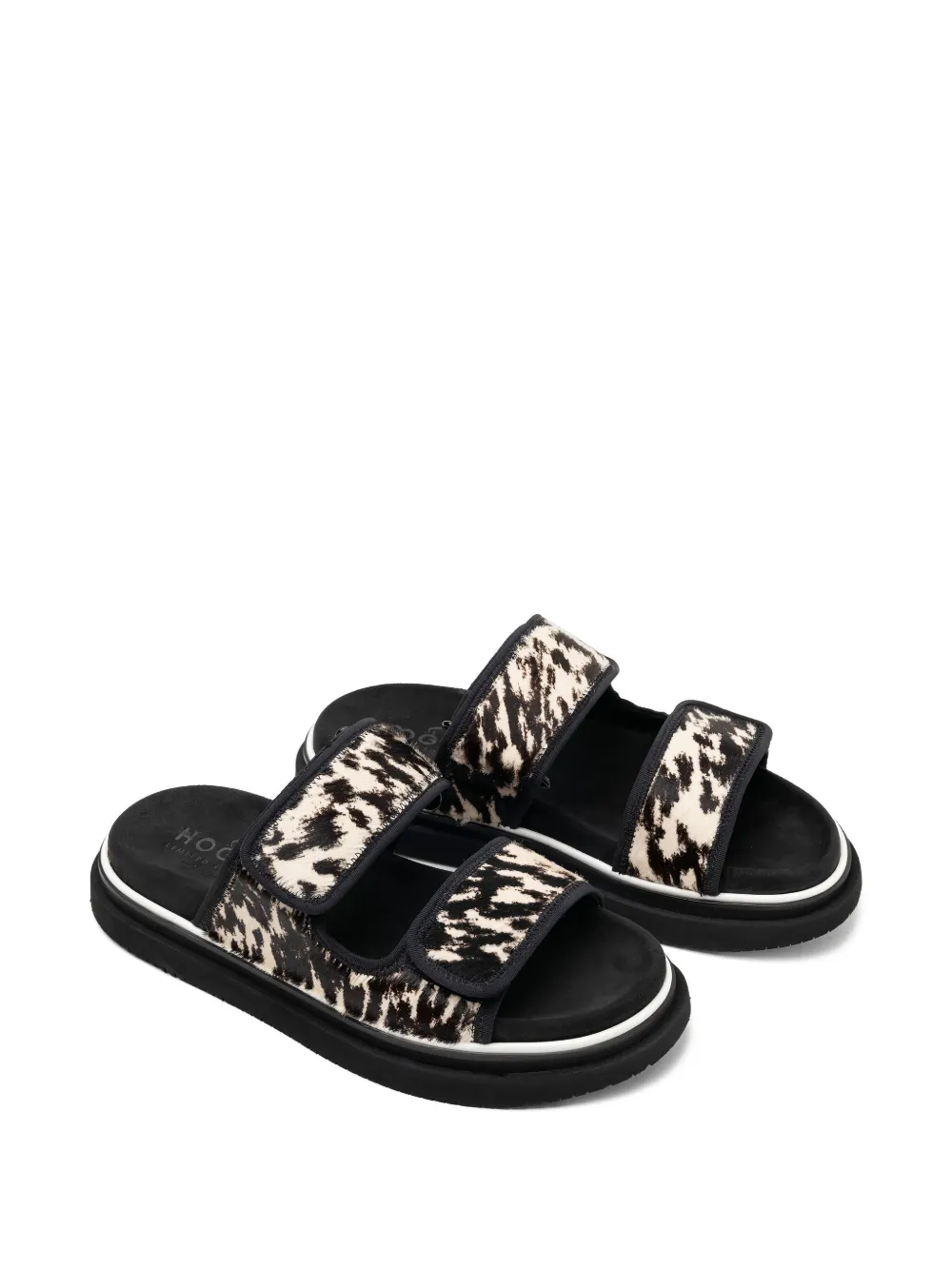 Hogan double-strap flat sandals Zwart