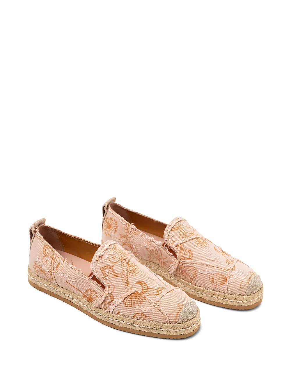 Hogan floral-print frayed espadrille Orange