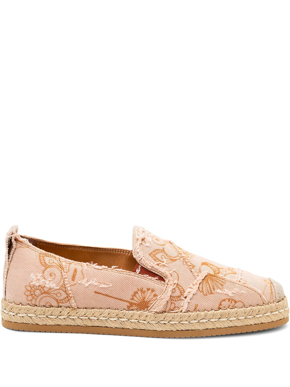 Hogan floral-print frayed espadrille Orange