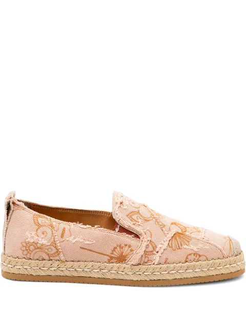 Hogan floral-print frayed espadrille