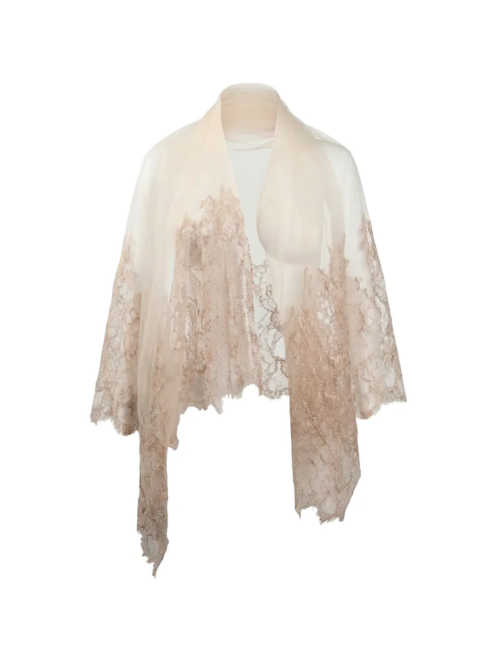 Valentino Garavani lace-trimmed tulle scarf - Toni neutri