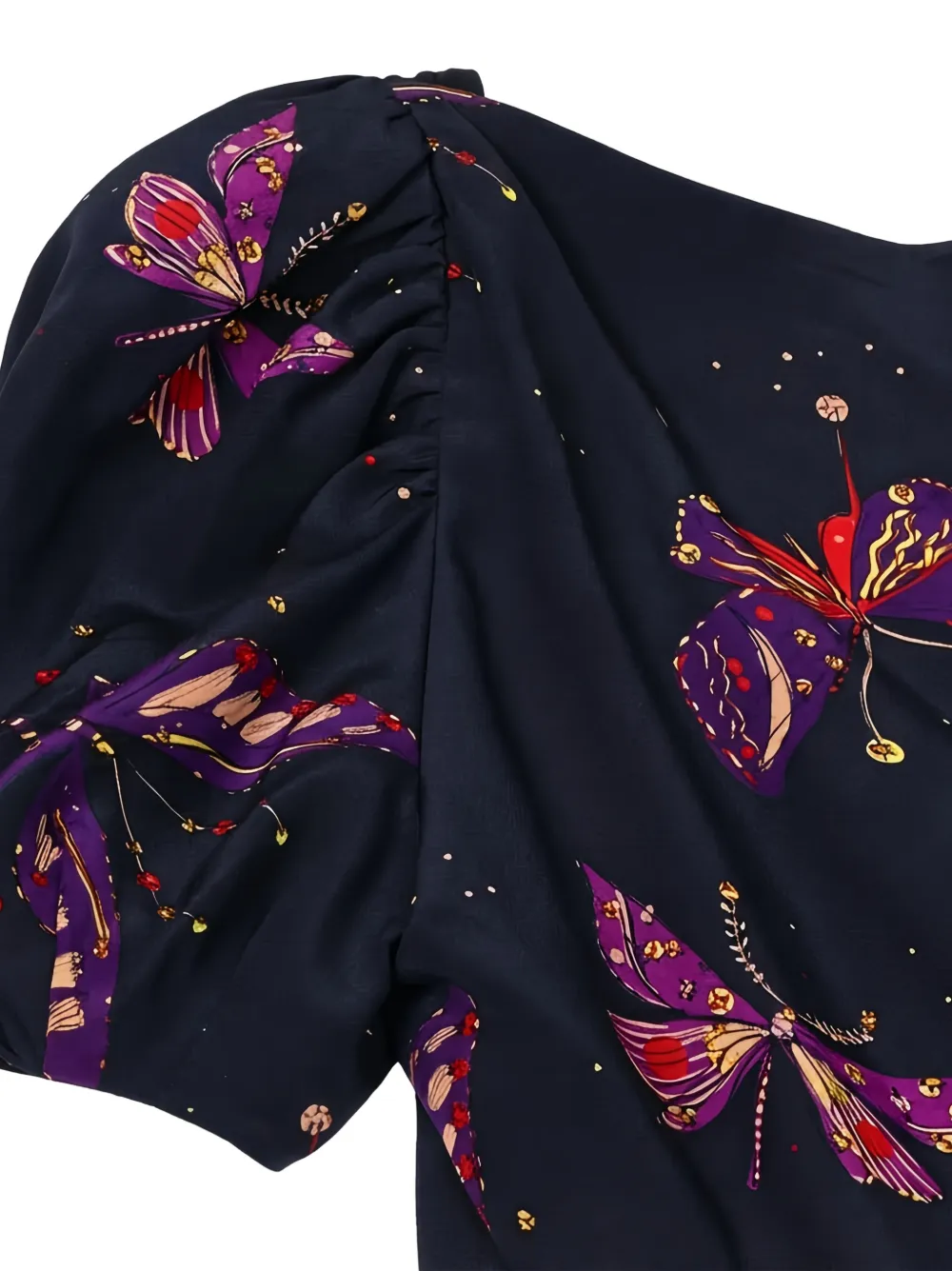 Valentino Garavani butterfly-print puffed-sleeve mini dress Blauw