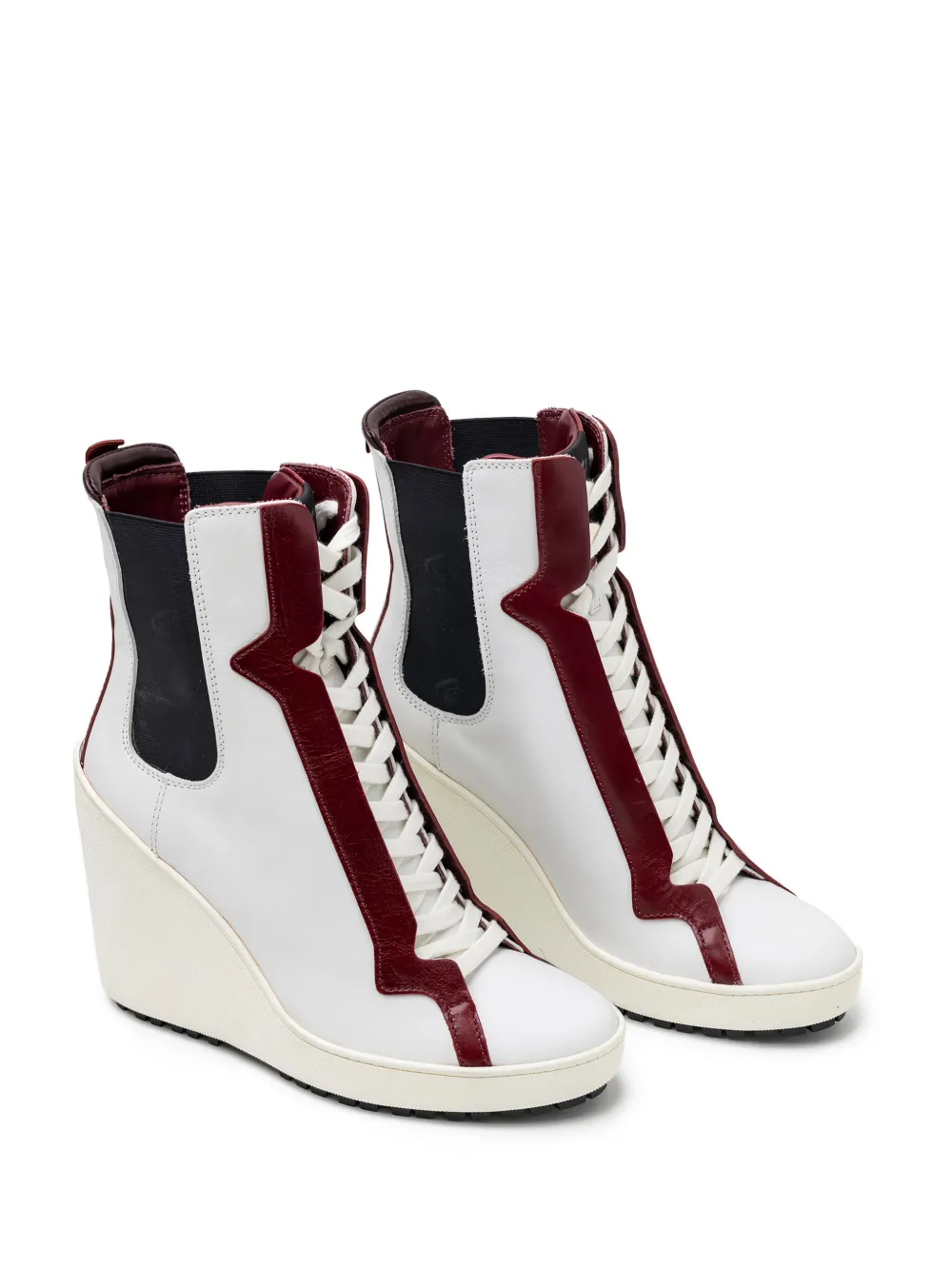 Hogan lace-up wedge boots White