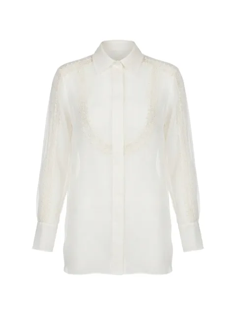 Valentino Garavani bead-embellished sheer shirt