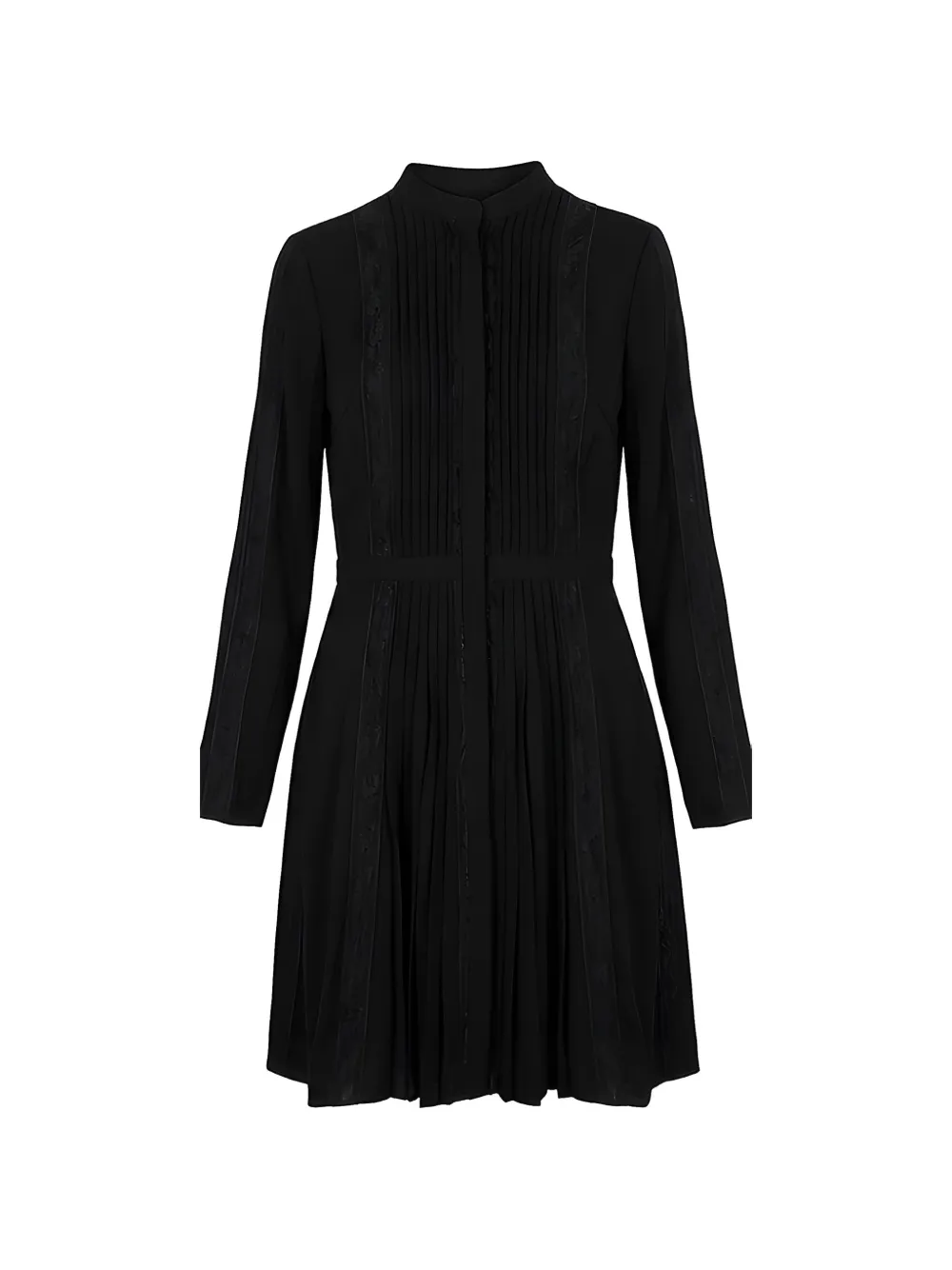 Valentino Garavani robe courte plissée à empiècement en dentelle - Noir