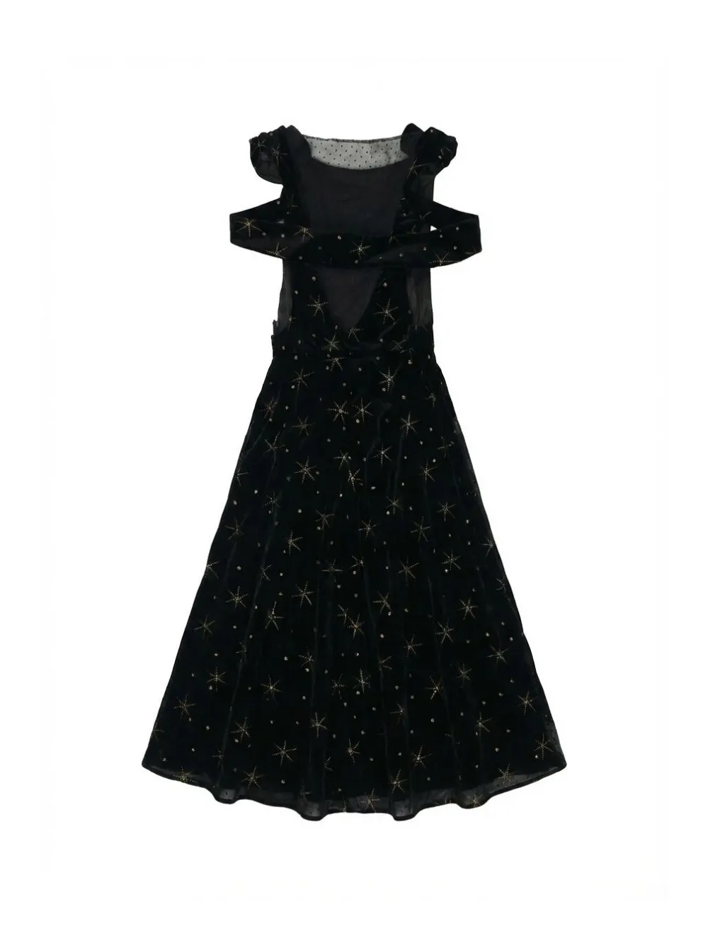 Valentino Garavani star-print cold-shoulder dress Zwart