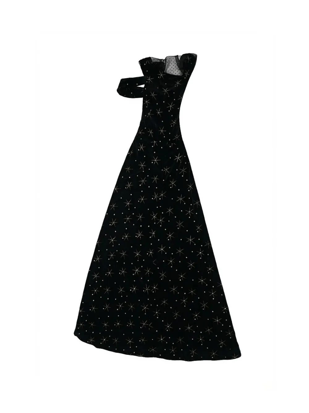 Valentino Garavani star-print cold-shoulder dress Zwart