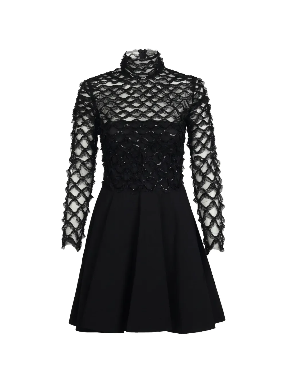 Valentino Garavani high-neck lace mini dress - Nero